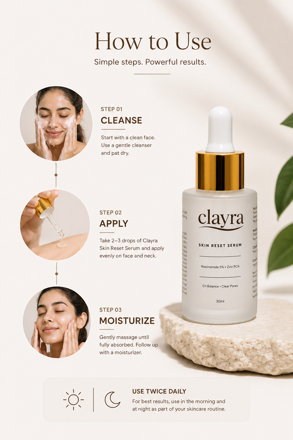 Clayra Skin Reset Serum - Niacinamide 5% + Zinc PCA